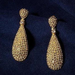 WORN ONCE - Women's Teardrop Earrings - Bronze, Champagne & Gold Dangle Posts